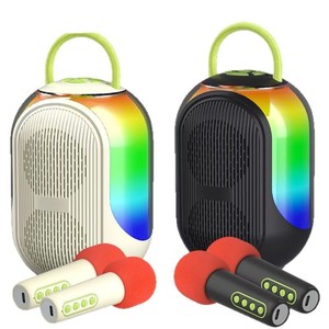 Xứng đáng với mini xách tay <span class=keywords><strong>bluetooth</strong></span> karaoke loa với micro không dây và đèn đầy màu sắc cho trẻ em người lớn kim loại hoạt động RGB 12 Wát - Product Image 1