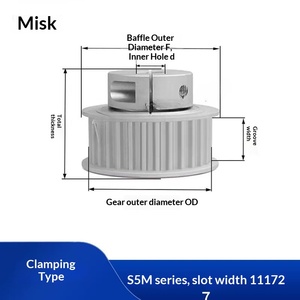 Clamping Type High-Torque Synchronous Timing <strong>Pulley</strong> S5M <strong>Series</strong> <strong>B</strong> Type-24-60 Teeth Groove Widths 11/17 Aluminum - Product Image 2
