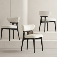 Chaise de salle à manger moderne de style italien en laine d'agneau, dossier en cuir véritable, structure solide en bois de frêne, durable pour les petits appartements