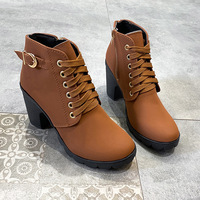 Bottes pour femmes à talon épais et boucle métallique, vente directe d'usine, grandes tailles