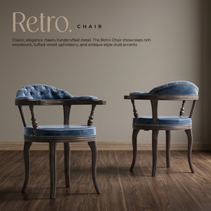 Fauteuil d'appoint rétro en velours capitonné avec accoudoirs en bois massif pour salon, hôtel, espaces commerciaux - Product Image 2