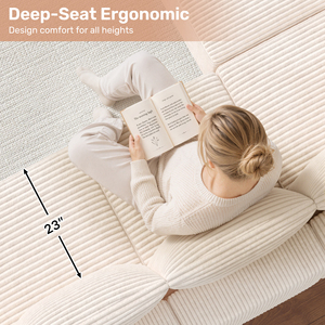 Sofá Seccional Modular en Forma de L con Chaise Longue, Tapizado en Corduroy, Asiento Profundo, Espuma de Alta Densidad para Sala de Estar/Apartamento - Product Image 5
