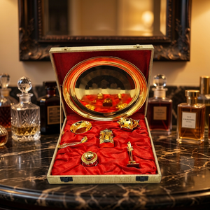 Thali d'or pour la prière (Pooja Aarti) avec coffret cadeau, ensemble de thali pour la prière fait main, thali Aarti gravé, thali Aarti en laiton fait main - Product Image 2