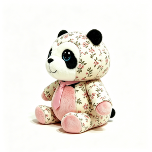 Customized floral <b>panda</b> stuffed <b>toy</b>, ditsy flower print <b>panda</b> plush, pink belly <b>panda</b> doll, cottagecore animal decor - Product Image 6