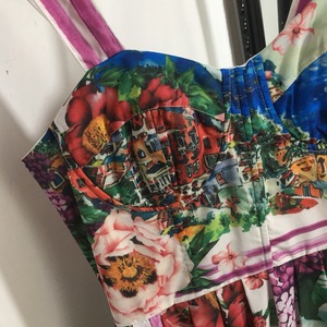 Nouvelle couleur jacinthe fleur sicilienne vacances Style imprimé tube haut taille fronde robe - Product Image 4