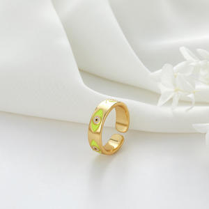 Anillo abierto de ojo de esmalte colorido de lujo ligero Anillo ajustable de ojo de <span class=keywords><strong>diablo</strong></span> de arco iris para mi <span class=keywords><strong>hija</strong></span> - Product Image 3
