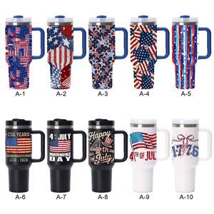 Tasses isothermes en acier inoxydable de 30 oz avec drapeau américain du 4 juillet, 22 couleurs, tasses à drapeau américain pour le jour de l'indépendance, tasses isolées avec poignée - Product Image 2