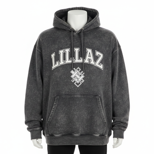 Felpa oversize LILLAZ Felpa con cappuccio lavato acido 500gsm con ricamo 3D con schermo stampato Anti-strizzacervelli - Product Image 2
