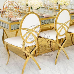Vente en gros de chaises de banquet à dos croisé en or sculpté en acier inoxydable pour mariage - Product Image 1