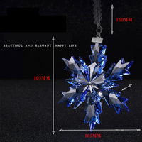 Ornement flocon de neige en cristal K9 facetté, pendentif suspendu pour sapin de Noël, attrape-soleil avec chaîne de perles pour décoration de fenêtre de voiture