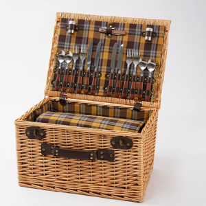 JY Deluxe grande <span class=keywords><strong>cestino</strong></span> da Picnic cesto <span class=keywords><strong>nero</strong></span> intrecciato in <span class=keywords><strong>vimini</strong></span> con Cooler forma rettangolare per 4-6 persone rettangolo - Product Image 3