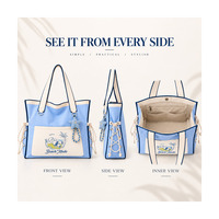 Sac fourre-tout bleu clair avec cordon de serrage latéral, fermeture magnétique, poche avant, poche intérieure zippée pour femme, idéal pour le campus et les week-ends