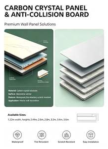 Panneau mural en cristal de carbone haut de gamme, intégré, imperméable et durable, pour la décoration intérieure, couleurs personnalisables disponibles - Product Image 6