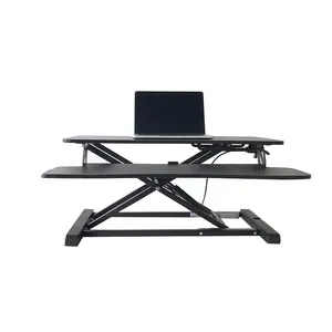 Gas spring height adjustable foldable double layer desk converter for computer
