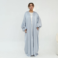Nouvelle Robe Abaya Élégante en Polyester Longue Grande Taille pour Femme, Style Dubaï Ouvert, Musulmane Islamique, pour l'Aïd et les Mariages, Vente en Gros