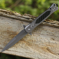 Couteau de poche pliable automatique, manche en fibre de carbone, lame en forme d'épée, EDC, camping en plein air