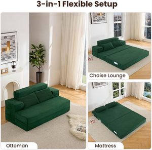 Ghế <span class=keywords><strong>sofa</strong></span> gấp Fantico cỡ Queen, có thể chuyển đổi thành giường, tựa lưng và tay vịn bằng mút xốp, tay vịn thẳng di động, ghế giường đa năng, kích thước lớn - Product Image 3