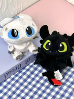 Vente en Gros Dragon Noir Blanc 10-16CM Clip Pendentif Porte-clés Poupée en Peluche Jouet en Peluche