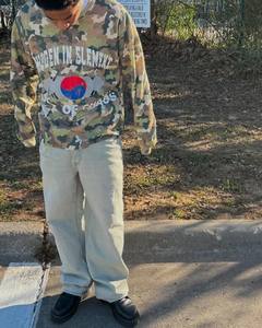 사용자 정의 빈티지 워시 대형 헤비급 박시 FIT T 셔츠 면 전체 DTG 인쇄 카모 와플 열 긴 소매 T-hsirt - Product Image 5