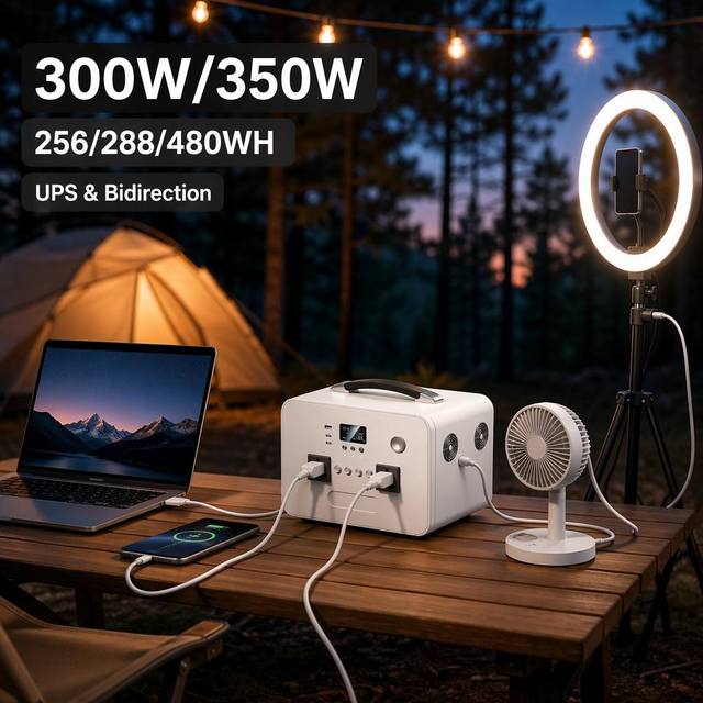 300W Portable Home Emergency Power Station with Safe LiFePO4 Battery UPS Backup MPPT Solar-Charging Durable Zinc Alloy Shell