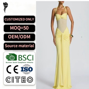 Customized Hot <b>Sale</b> OEM Women's New Trendy Woven Midi Solid Natural Sexy Party Dress Eco-Friendly Washable - Product Image 1