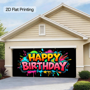 Bannière <span class=keywords><strong>personnalisée</strong></span> Joyeux <span class=keywords><strong>Anniversaire</strong></span> pour porte de garage, style graffiti, en polyester, 13x6FT, grande bannière décorative pour intérieur/extérieur, maison et jardin - Product Image 2