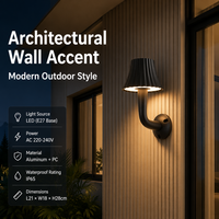 Applique murale extérieure étanche IP67 blanc chaud, lampe décorative de jardin 3000K à éclairage doux pour cour, allée, balcon