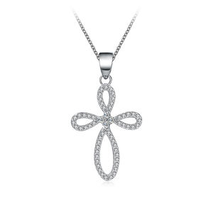 Perak asli 925 bahan indah kalung salib wanita murah dan desain bagus jimat salib perhiasan liontin - Product Image 1