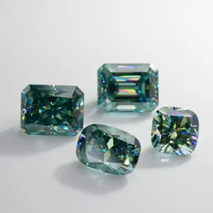 GIGAJEWE Big Size 10-30ct Cyan Color Emerald Oval Cushion Fancy Cut Loose Moissanite For Jewelry Set