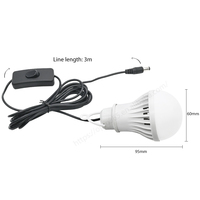 Lampe solaire LED intérieure/extérieure, éclairage d'urgence, alimentation par batterie DC 5V 12V, 3W 5W 7W, interrupteur marche/arrêt, ampoule suspendue