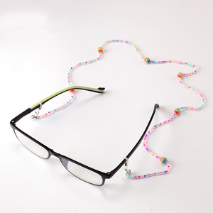 Cadena para Gafas y Mascarilla, con Cuentas de Colores Mezclados, Antideslizante, de Aleación, con Resorte, Estilo Europeo y Americano 2024, Patrón de Letras, Poliéster - Product Image 4