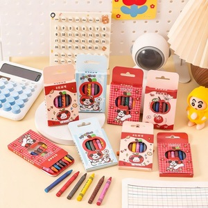 Crayons de cire rouges motif pomme de dessin animé, 12 couleurs, pour étudiants, pour le dessin et le graffiti, ne salissent pas les mains, ensemble de papeterie - Product Image 4