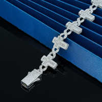 Christian Hip Hop Pass Diamond Tester S925 Silver GRA Iced Out Baguette VVS Cross Cuban Link Chain pour Hommes Femmes