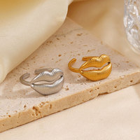 Bague en acier inoxydable 316L plaqué or PVD 14k 18k, non ternissable, personnalisée, motif lèvres, pour femme
