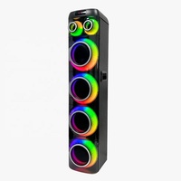 Altavoz de torre con graves potentes, cuatro altavoces de 8 pulgadas y 80W, control dual de agudos y graves, sistema de audio RGB múltiple para clubes, fiestas callejeras y karaoke