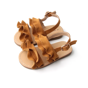 Nuovo Modello Luce Tan Dell'increspatura Del Bambino Sandali di Cuoio Duro Suola Dei Sandali Del Bambino Delle Ragazze Per I Piedi Piatti - Product Image 3