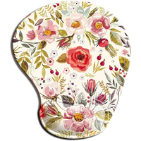 Petit tapis de souris ergonomique personnalisé à fleurs avec repose-poignet Tapis d'ordinateur en caoutchouc antidérapant sur la surface de la table