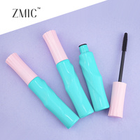 Tube vide de mascara rose et vert en plastique rond, flacon de sérum pour la croissance des cils et des sourcils avec brosse applicatrice, tube de gel pour sourcils personnalisé