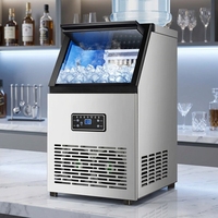 Machine à glaçons automatique commerciale en acier inoxydable haute efficacité 120 kg/24 h pour restaurant, café, bar, supermarché