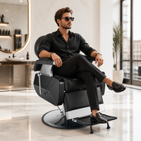 Chaise de barbier ergonomique traditionnelle la plus vendue, réglable en hauteur, en acier inoxydable, style inclinable, repose-pieds réglable