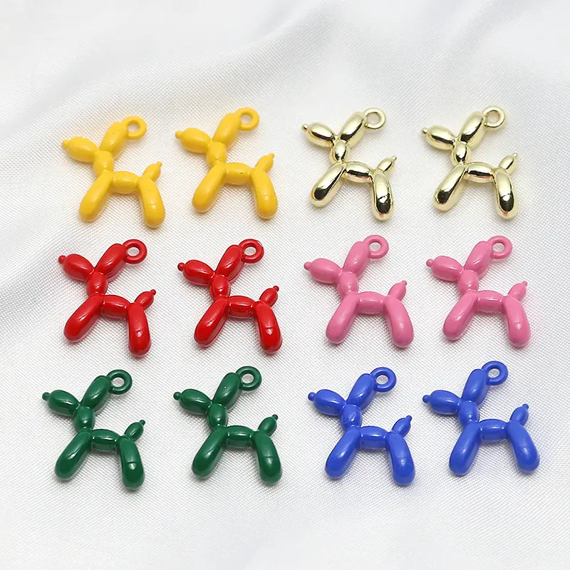 2022 New Lovely Enamel Puppy Dog Pendant Charms Custom Dog Shaped Charm Pendant For Necklace Cute Balloon Dog Puppy Charms DIY