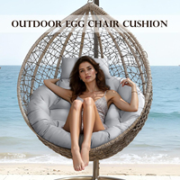 Coussin de chaise œuf d'extérieur avec housse amovible, rouge bordeaux, coussin rond de remplacement pour chaise longue œuf