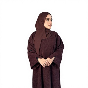 Robe Abaya en Soie Élégante pour Femme, Manches Longues, Anti-Plis, Tenue de Prière Modeste, Vêtement Islamique Traditionnel - Product Image 1