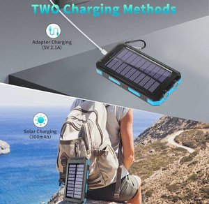Cargador de Energía Solar Inalámbrico para Teléfono Inteligente, Banco de Energía Pequeño de 33800 mAh, Cargador de Teléfono Móvil, Luz de Emergencia para Camping, Banco de Energía LED para Exteriores - Product Image 4