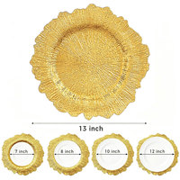 Assiettes de présentation dorées en plastique de 13 pouces, réutilisables, pour mariage, Halloween, Noël, motif floral, pour assiettes de dîner