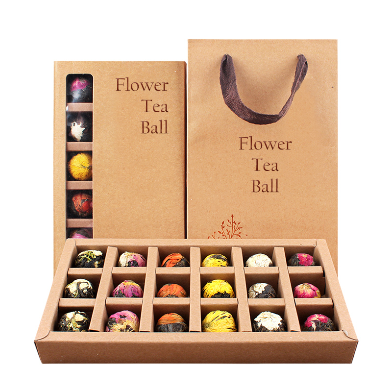 Wholesale Blooming flower tea ball box pack customized blooming Gift Packages flowering tea balls blooming tea