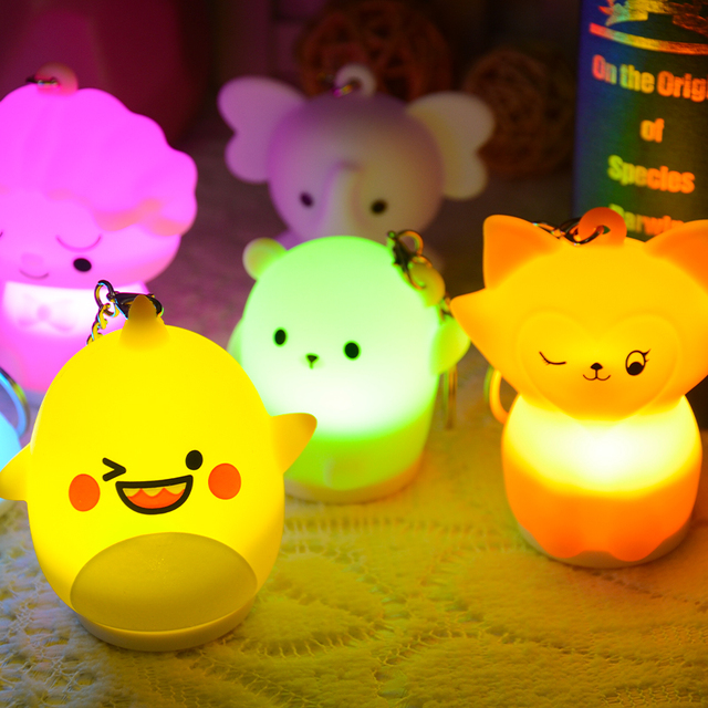 Wholesale Portable Pocket Custom Promotional Gift Mini RGB Lamp Led Light Keychains Glow in Dark Light up Key Ring