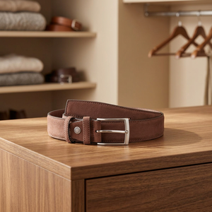 Ceinture en cuir véritable, cuir de vache, couleur unie, boucle à ardillon rectangulaire argentée, style formel, largeur 2,5 pouces, durable - Product Image 3