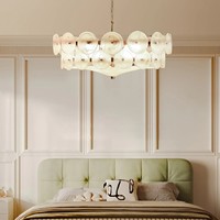 Lustre moderne de luxe en verre blanc à design superposé, taille personnalisée, éclairage doux, salle à manger/salon, villa, hôtel