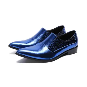 Laoa — chaussures en cuir pour hommes, baskets à bout pointu, modèle oxford bleu ciel brillant, printemps-été 2022,